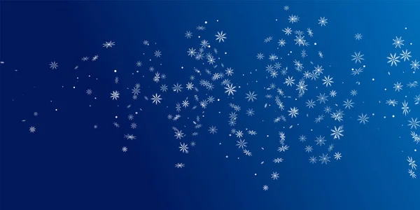 Χριστουγεννιάτικο Φόντο Λευκό Λεπτό Ανοιχτό Νιφάδες Χιονιού Πετούν Μπλε Φόντο — Διανυσματικό Αρχείο