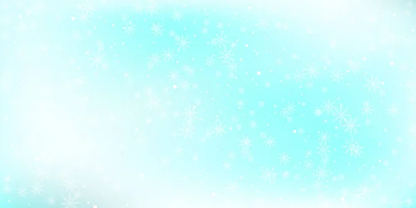 Голубые нежные снежинки рассеиваются на белом фоне. Праздничный фон, дизайн открыток, обои — стоковый вектор