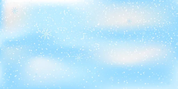 Świąteczne Tło Białe Delikatne Płatki Śniegu Latają Niebieskim Tle Nowy — Wektor stockowy