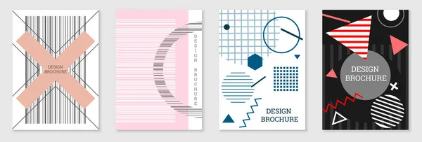 Geometrische Hoes Ontwerp Set Abstracte Ongewone Achtergrond Stijl Van Memphis — Stockvector