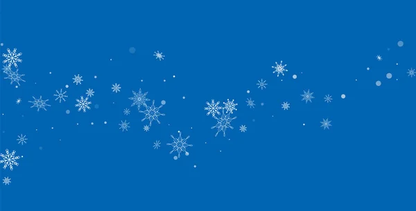 Weihnachtlicher Hintergrund Weiße Zarte Durchbrochene Schneeflocken Fliegen Auf Blauem Hintergrund — Stockvektor