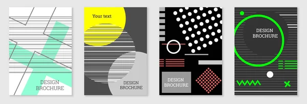 Diseño Geométrico Cubierta Set Resumen Inusual Fondo Estilo Memphis Formas — Archivo Imágenes Vectoriales