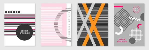 Geometrisches Cover Design Set Abstrakter Ungewöhnlicher Hintergrund Stil Von Memphis — Stockvektor