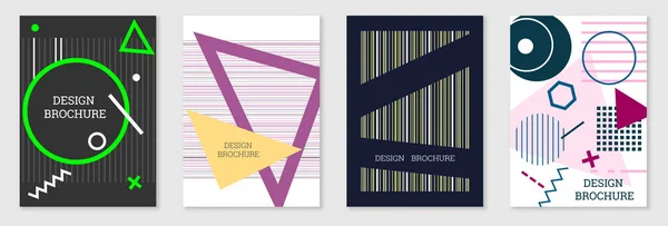 Geometrisches Cover Design Set Abstrakter Ungewöhnlicher Hintergrund Stil Von Memphis — Stockvektor