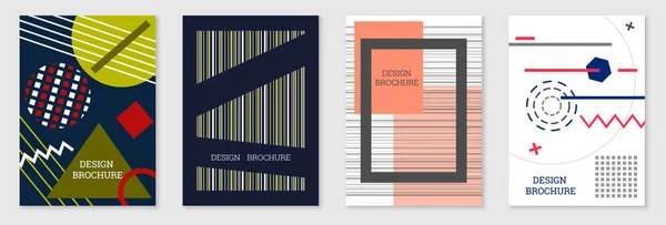 Geometrisches Cover Design Set Abstrakter Ungewöhnlicher Hintergrund Stil Von Memphis — Stockvektor