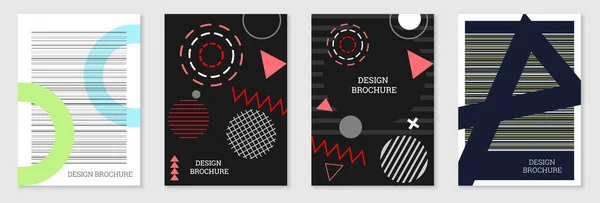 Diseño Geométrico Cubierta Set Resumen Inusual Fondo Estilo Memphis Formas — Archivo Imágenes Vectoriales