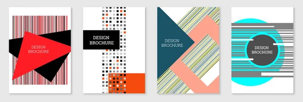 Geometrisches Cover Design Set Abstrakter Ungewöhnlicher Hintergrund Stil Von Memphis — Stockvektor