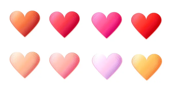 3Dでロマンチックな心の多色セット ピンク オレンジ ピンク 紫の心 心のボリュームサイン ハッピーバレンタインデー ベクターストックイラスト — ストックベクタ