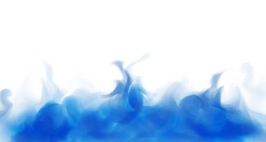 Kalın mavi duman. Gerçekçi mavi sis. Beyaz arka plan. Soyut vektör çizimi. İzole edilmiş. İllüstrasyon pankart ya da reklam için kullanılabilir. Mavi sıvı buharlaşır. Su.. 