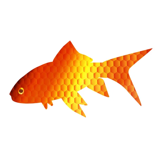Goldfish Icon Golden Textures Simple Design White Background Flat Logos — Stock Vector