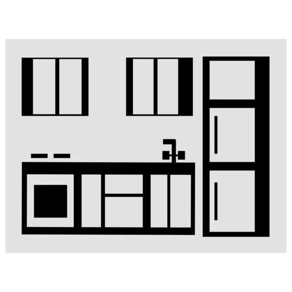Кухонний Значок Квартира Білий Чорний Ілюстрація Може Бути Використана Інтернет — стоковий вектор