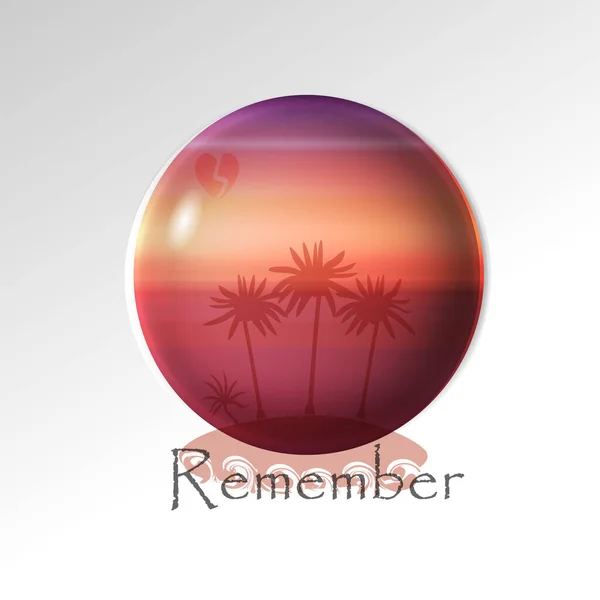 热带岛屿 夕阳西下球体 — 图库矢量图片