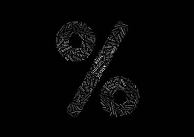 yüzde işareti, başarı ve iş sözcükleri harflerinden oluşan resimleme biçimi