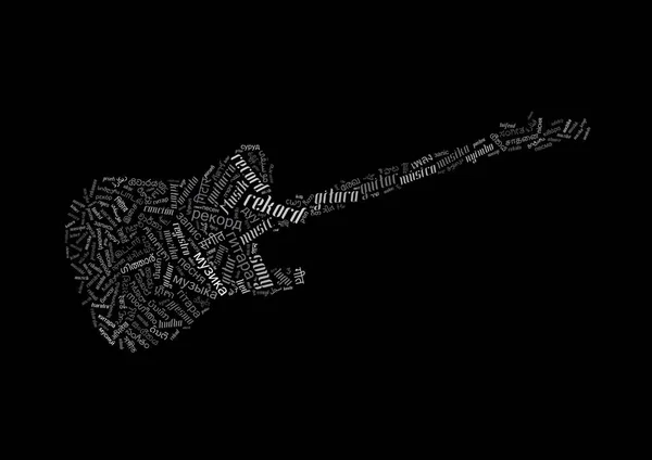 Ілюстрація Формі Гітари Музичних Тематичних Написів Слів — стокове фото