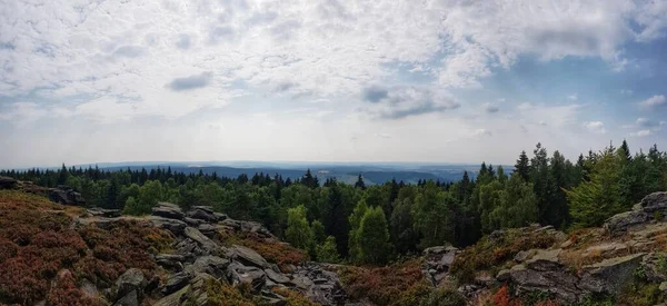 bulutlu bir gökyüzünün altındaki doğal manzara manzarası