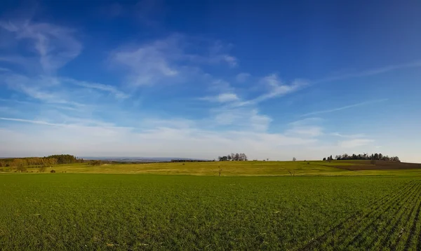 Vista Panorámica Hermosa Escena Verde Con Cielo Azul Nublado —  Fotos de Stock