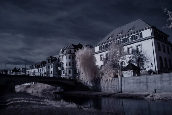 Kızılötesi fotoğrafçılık - gökyüzü altında bulutlu ağaç bulunan manzaranın fotoğrafı - dünyamızın sanatı ve kızılötesi kamera spektrumundaki bitkiler