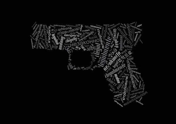 Пистолет Форме Иллюстрации Незаконных Букв Слова — стоковое фото