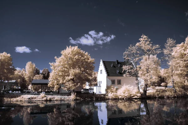 Infrared Photography Surreal Photo Landscape Trees Cloudy Sky Art Our — Stock Photo, Image