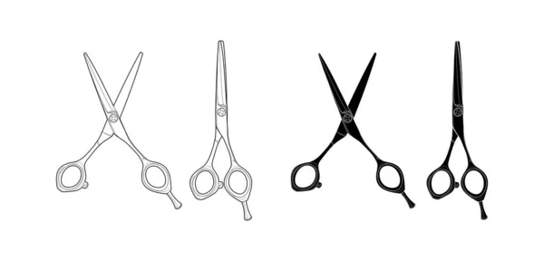 Stříhání nůžky - vektorové ilustrace izolované na bílém pozadí. holičský nástroj — Stockový vektor