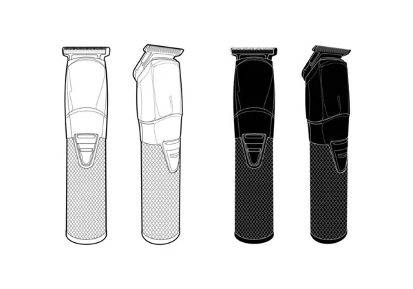 Cortadora de cabello sobre fondo blanco. Trimmer - máquina de peluquería eléctrica — Vector de stock