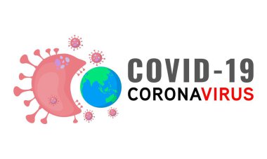 Corona virüsünün Dünya 'ya saldırısının vektör çizimi. Covid-19 olarak da bilinen virüs ölümcül bir grip virüsüdür..