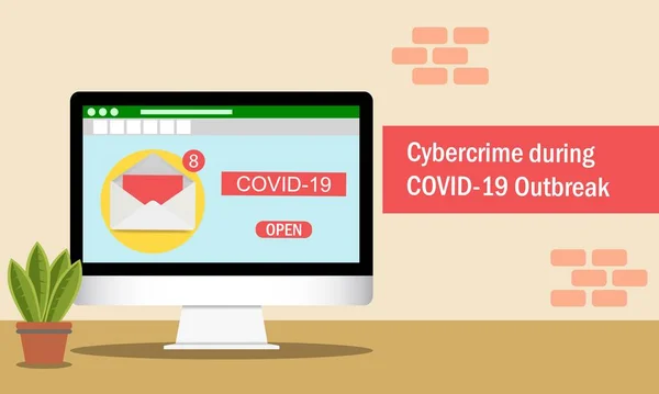 Cybercrimineel Jaagt Online Gebruikers Tijdens Covid19 Pandemische Uitbraak Phishing Spam — Stockvector