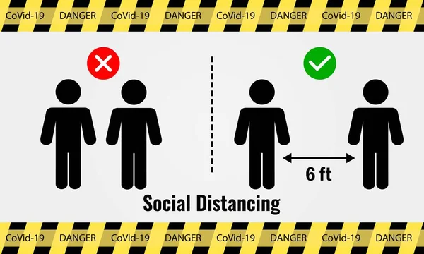 Distanciamento Social Sinalização Pés Ilustração Vetorial Para Prevenção Surtos Covid —  Vetores de Stock