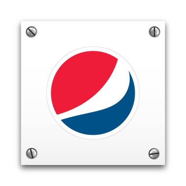 Pepsi amblemi beyaz bir tabakta izole edilmiş. Yiyecek ve içecek konsepti. İllüstrasyon kaynaklı kullanım.