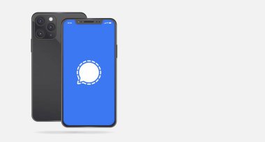 Apple iPhone ve Sinyal uygulamaları ekranında. Sinyal, dünyanın her yerinde ücretsiz özel ulak ve anında iletişim demektir. Editör kullanımı için