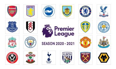 İngiliz Premier Ligi sezonu 2020 - 2021 yazı işleri için. Lig poster konsepti.