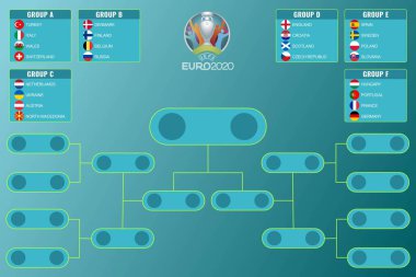 EURO 2020 'nin vektör illüstrasyonu. Sahneyi devir.