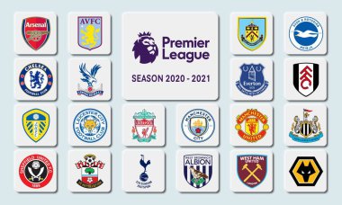 Premier League takımları, 2020-2021 sezonunda illüstrasyon kullanımı için yarışıyor. Neumorphism biçimi.