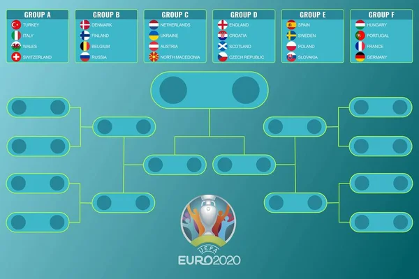 Vector Illustration Euro 2020 Вирубайте Сцену — стоковий вектор