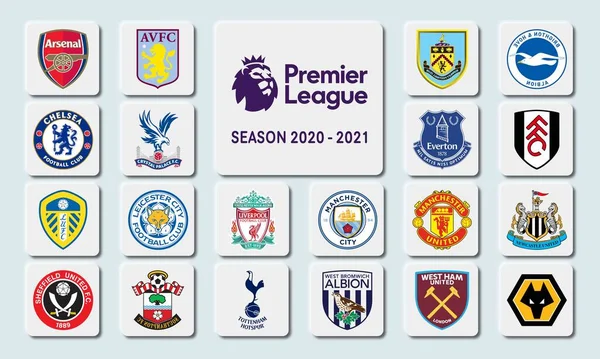 Premier League Týmy Soutěžící Sezóně 2020 2021 Ilustrativní Redakční Použití — Stockový vektor