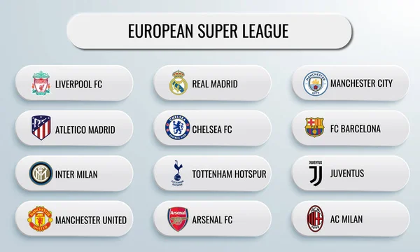 Clubs Football Arsenal Chelsea Liverpool Manchester City Manchester United Tottenham — Image vectorielle