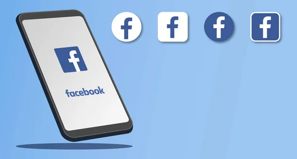 Közösségi Média Ikon Alkalmazás Facebook Mobil Alkalmazás Logó Okostelefonon Illusztrációs — Stock Vector