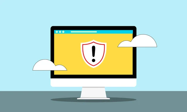 ランサムウェアによるコンピュータシステムの問題のイラスト サイバーセキュリティと情報セキュリティのインシデントコンセプト システムエラーサイバー攻撃警告犯罪 — ストックベクタ