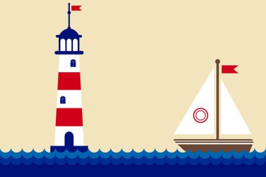 Lighthouse and ship clipart
