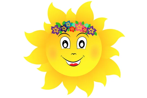 Sun with flowers — Stock Vector