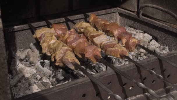 Grillen auf Holzkohle — Stockvideo