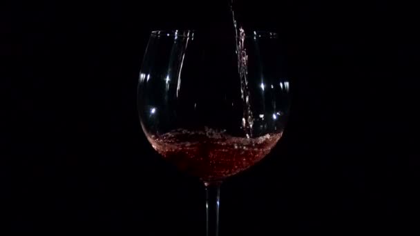 Red Young Wine Pouring into Glass — Stock Video