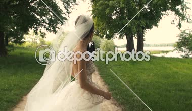 Düğün Gelin ve damat Park yürüyüş