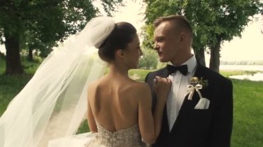 Düğün Gelin ve damat Park yürüyüş