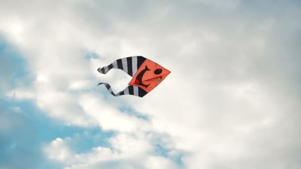 Flying triangle kite in the sky — Stock Video