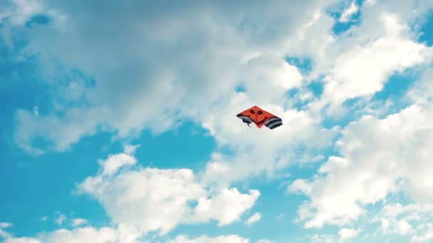 Flygande triangel kite i himlen — Stockvideo