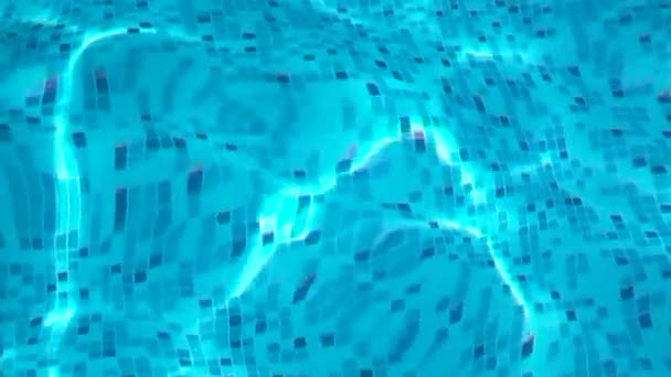 Mosaic pool bricks through water — Stock Video