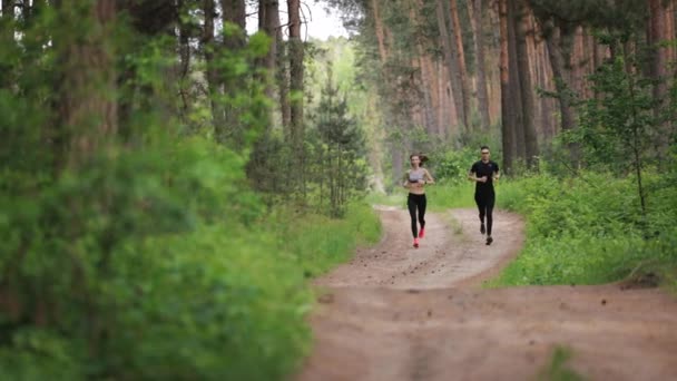 Sportiga människor springer utomhus — Stockvideo