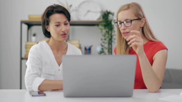 Erfolgreiche Frauen arbeiten an Projekt — Stockvideo