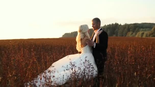 Matrimonio sposa e sposo a piedi — Video Stock
